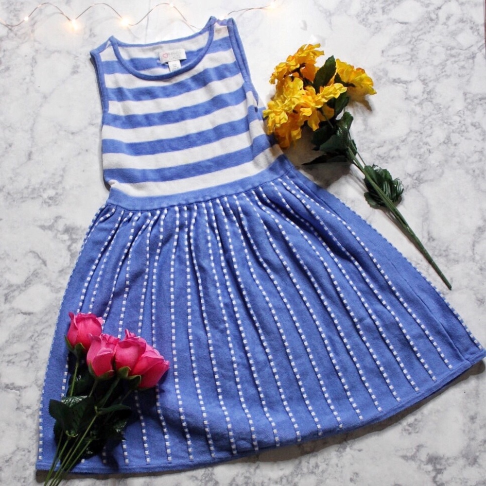 Children's Place Blue and White Girls Dress 5/6