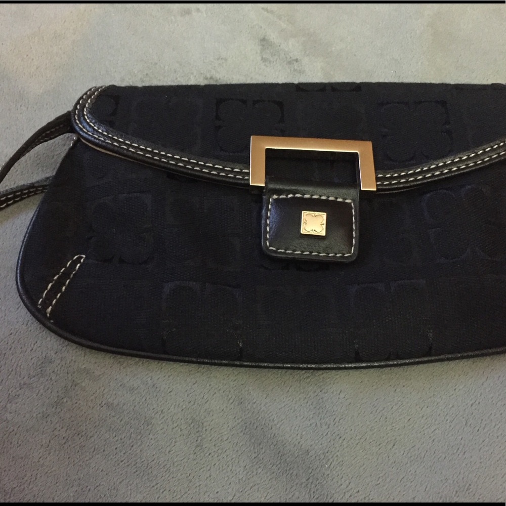 Liz Claiborne Small Black Purse Clutch Wristlet Bag