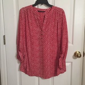 Red and White chevron pattern blouse