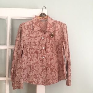 Chicos Pink on Pink Floral Jacket w pin