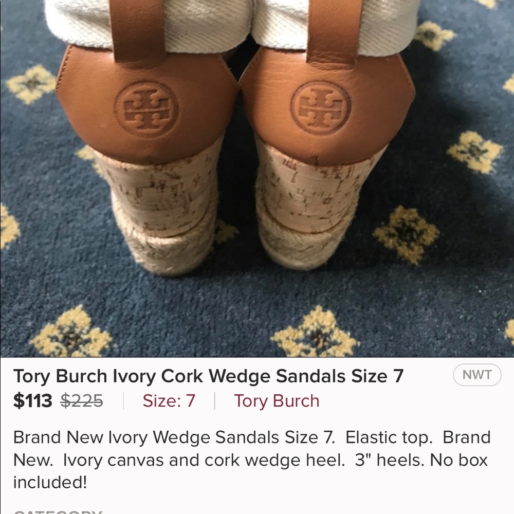 Tory Burch Black Cork Wedge Women’s size 7.5 - Picture 4 of 4