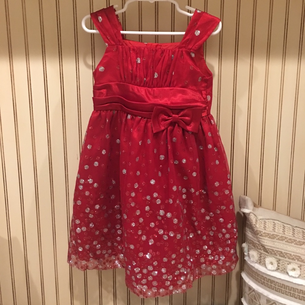 Rare Too Valentine Dress - Red and Silver - Size 4