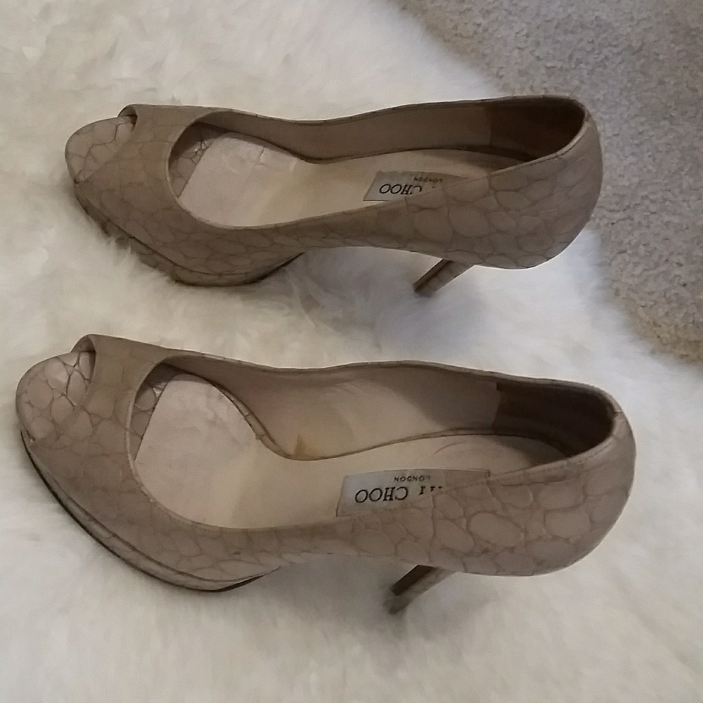 Jimmy Choo Beige/Nude Peep Toe Heels