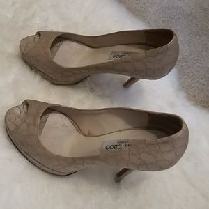Jimmy Choo Beige/Nude Peep Toe Heels