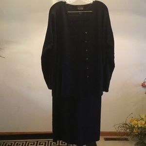 Eileen Fisher 2pc navy knit jacket/skirt set M/L