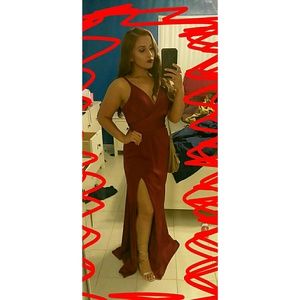 Wine Prom Dress w/ Slit