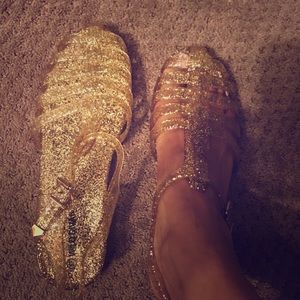 Gold with Glitter Jellie Shoes