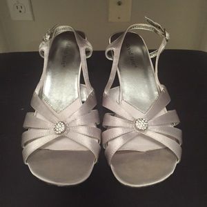 Silver evening shoes