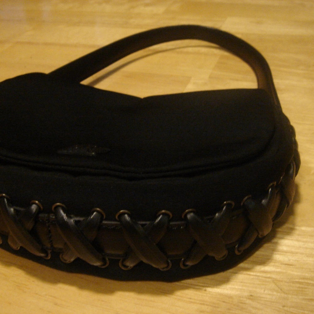 DKNY CITY black cross whip stitched mini handbag