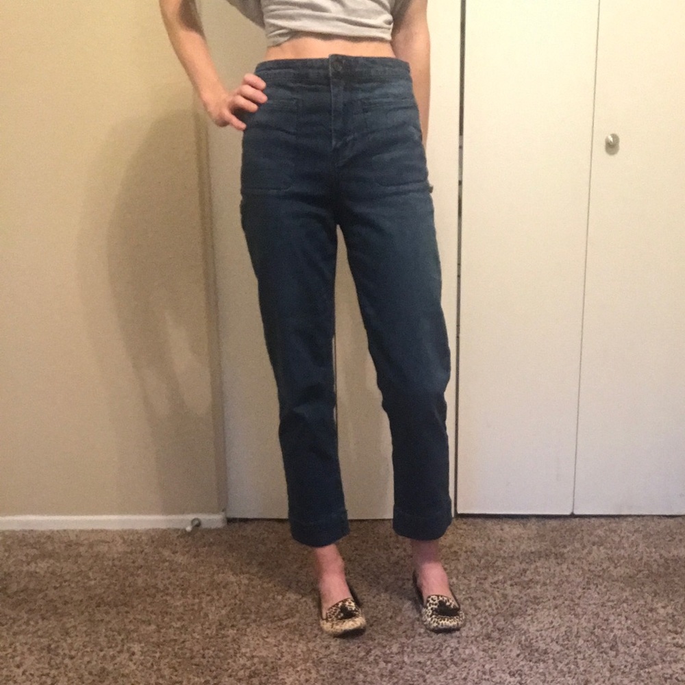 Free People high waist skinny crop jeans
