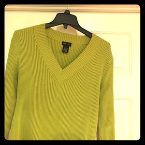 Lime green v-neck sweater, size L. Gently used.