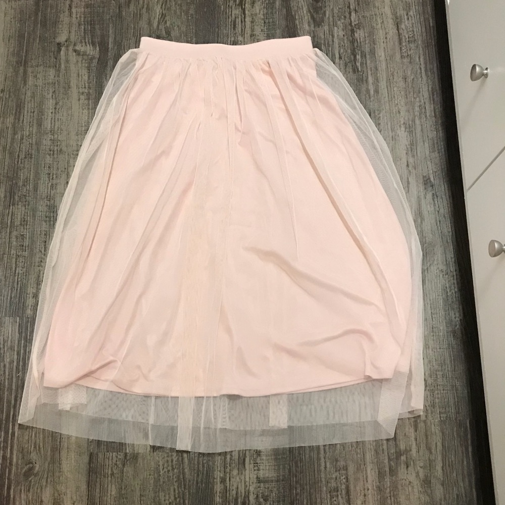 Blush midi skirt with tulle overlay