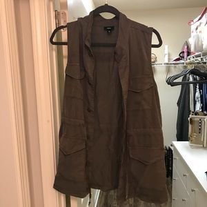 Olive green military style vest - cinch waist