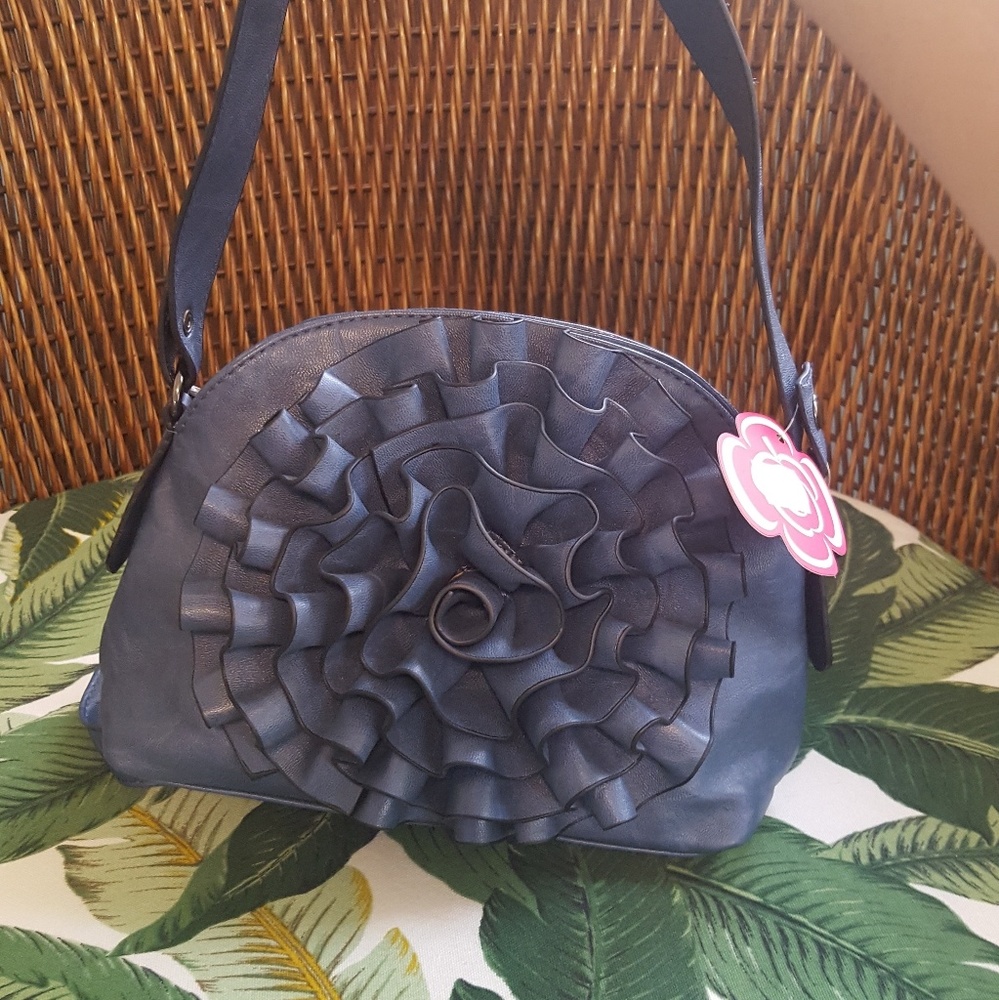 Floral vegan leather purse dusty blue NWT