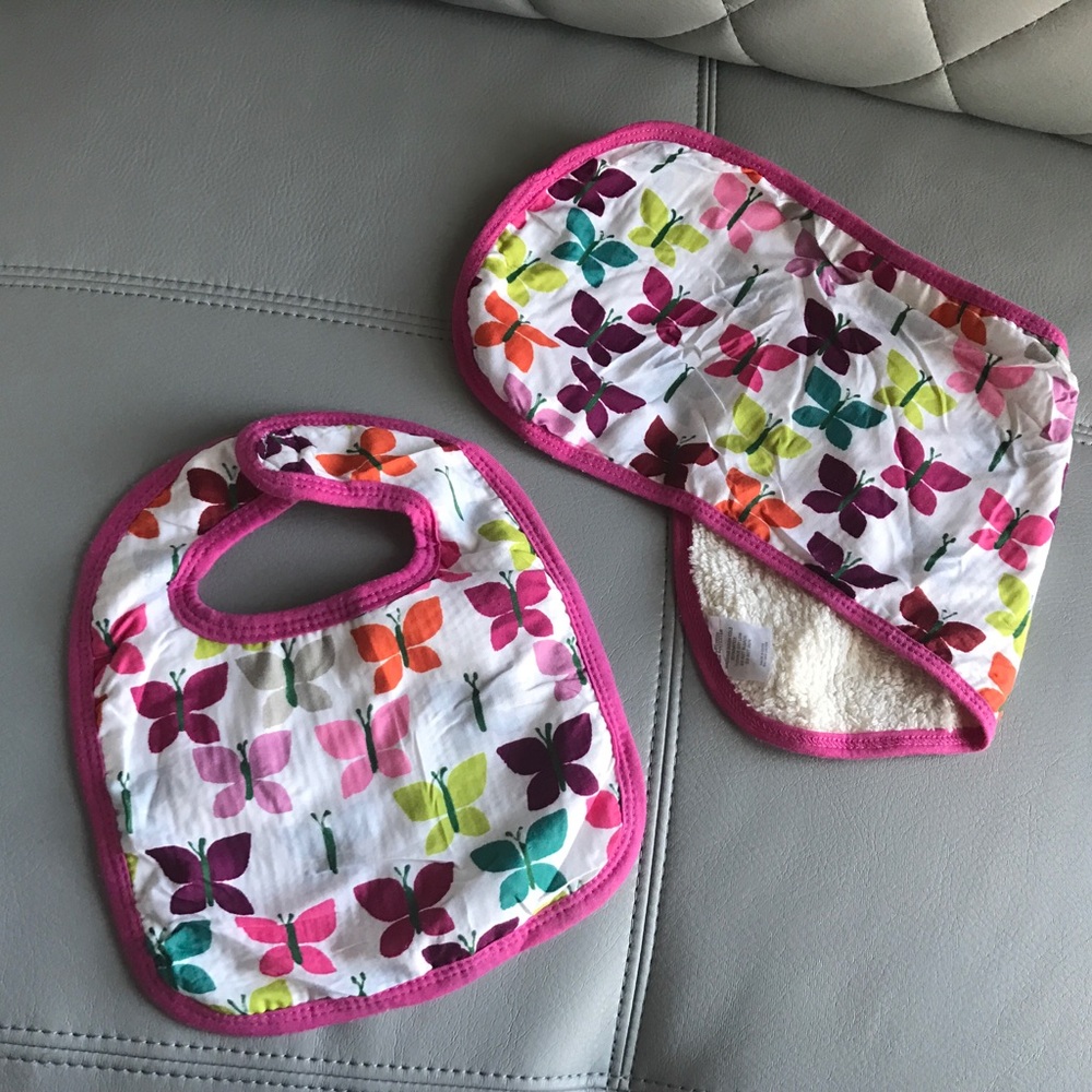 Baby Girl Bib and Burp Cloth Set