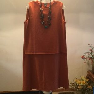 Eileen Fisher 2pc coral skirt set size large