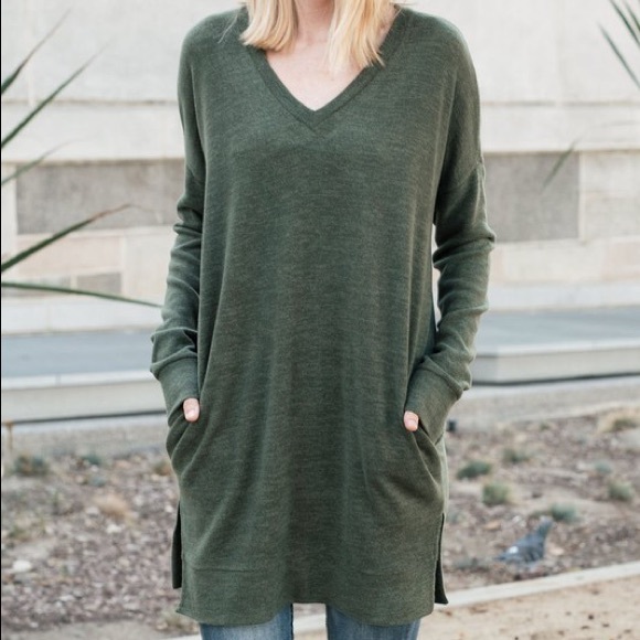 RESTOCKED!!! PRICE FIRM Oversized Olive Sweater - Picture 2 of 3