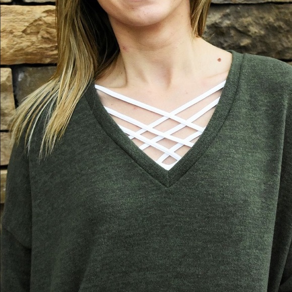 RESTOCKED!!! PRICE FIRM Oversized Olive Sweater - Picture 3 of 3