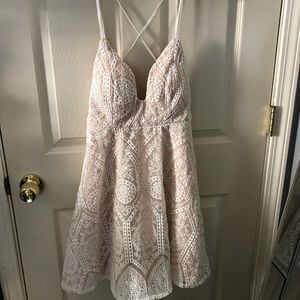 White and nude fashion nova dress