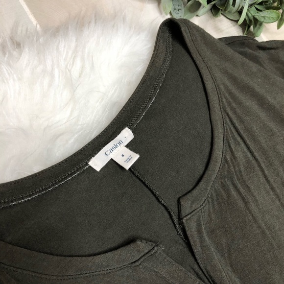 Caslon Nordstrom Olive Striped Dress Size S - Picture 3 of 4