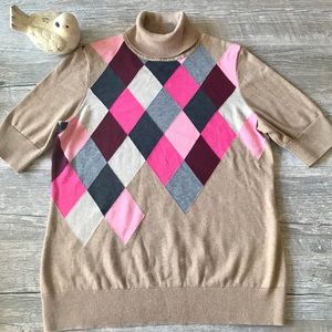 Liz Claiborne M Cotton Argyle Turtleneck Sweater