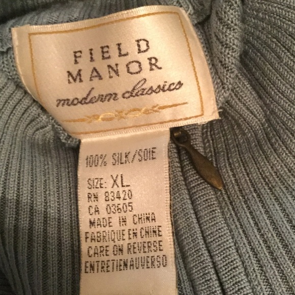 Field Manor 100% silk sweater blueish green XL - Picture 5 of 5
