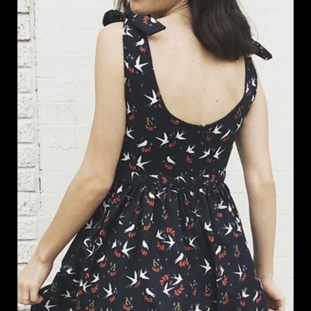 Organic cotton bird print dress- USA made