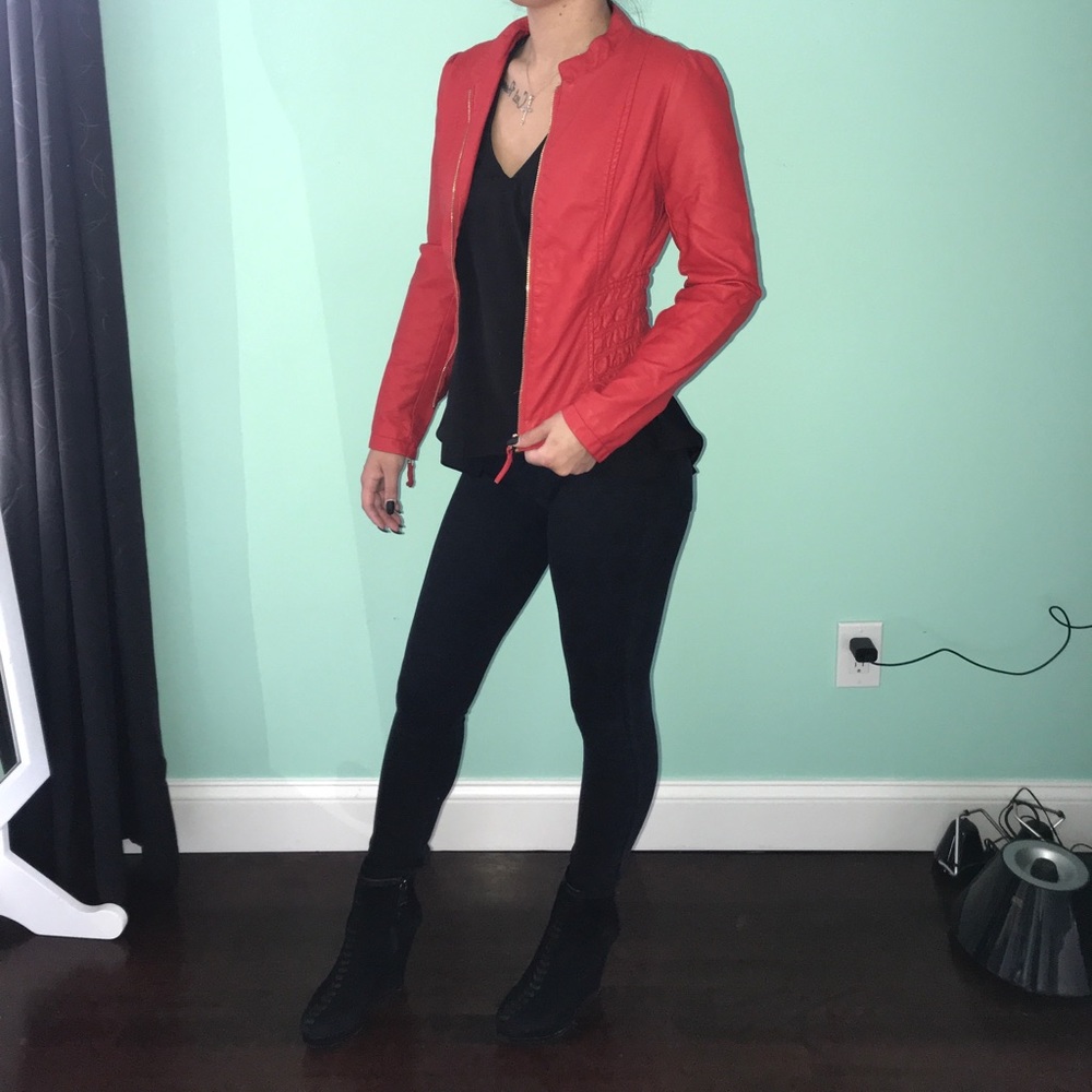 Red leather jacket