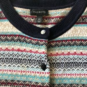 GUC Talbots Lambswool Fair Isle Cardigan Size XS