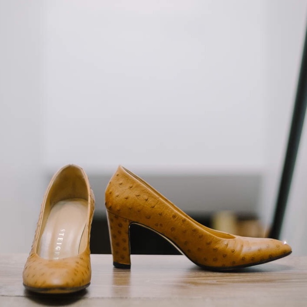 Walter Steiger ostrich heels caramel size 9.5