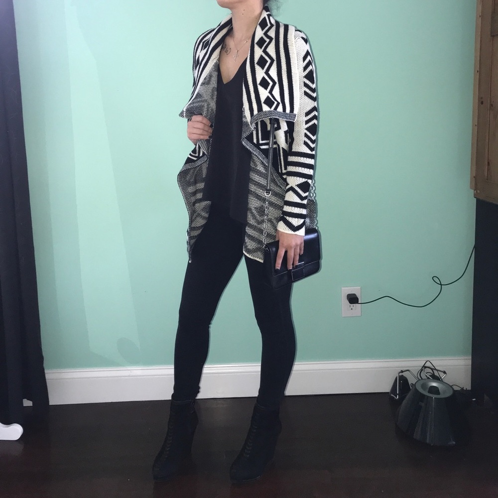 Cream and black Aztec print sweater