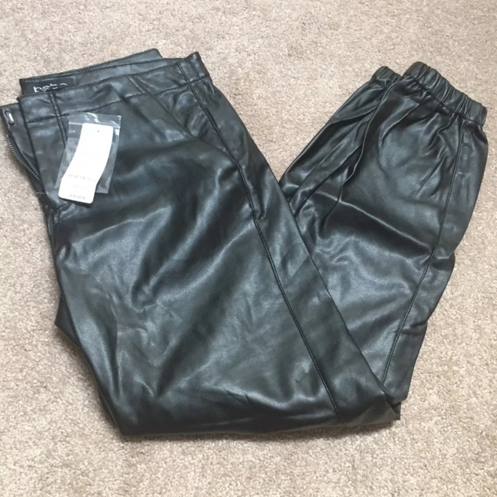 NWOT BEBE Black Leather lk Jogger Pant