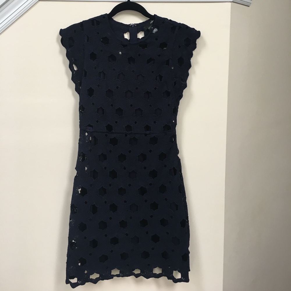 Aqua navy lace sheath dress sz Small