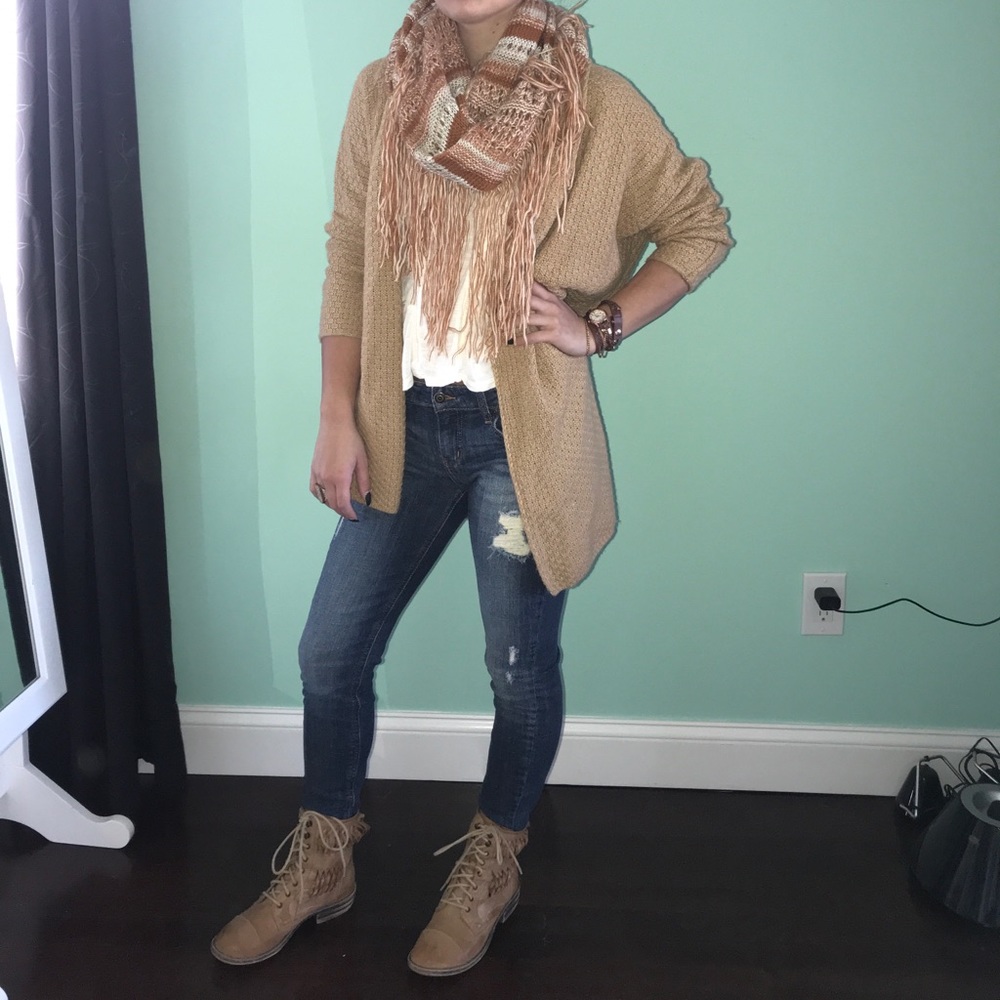 Flowing mustard colored cardigan
