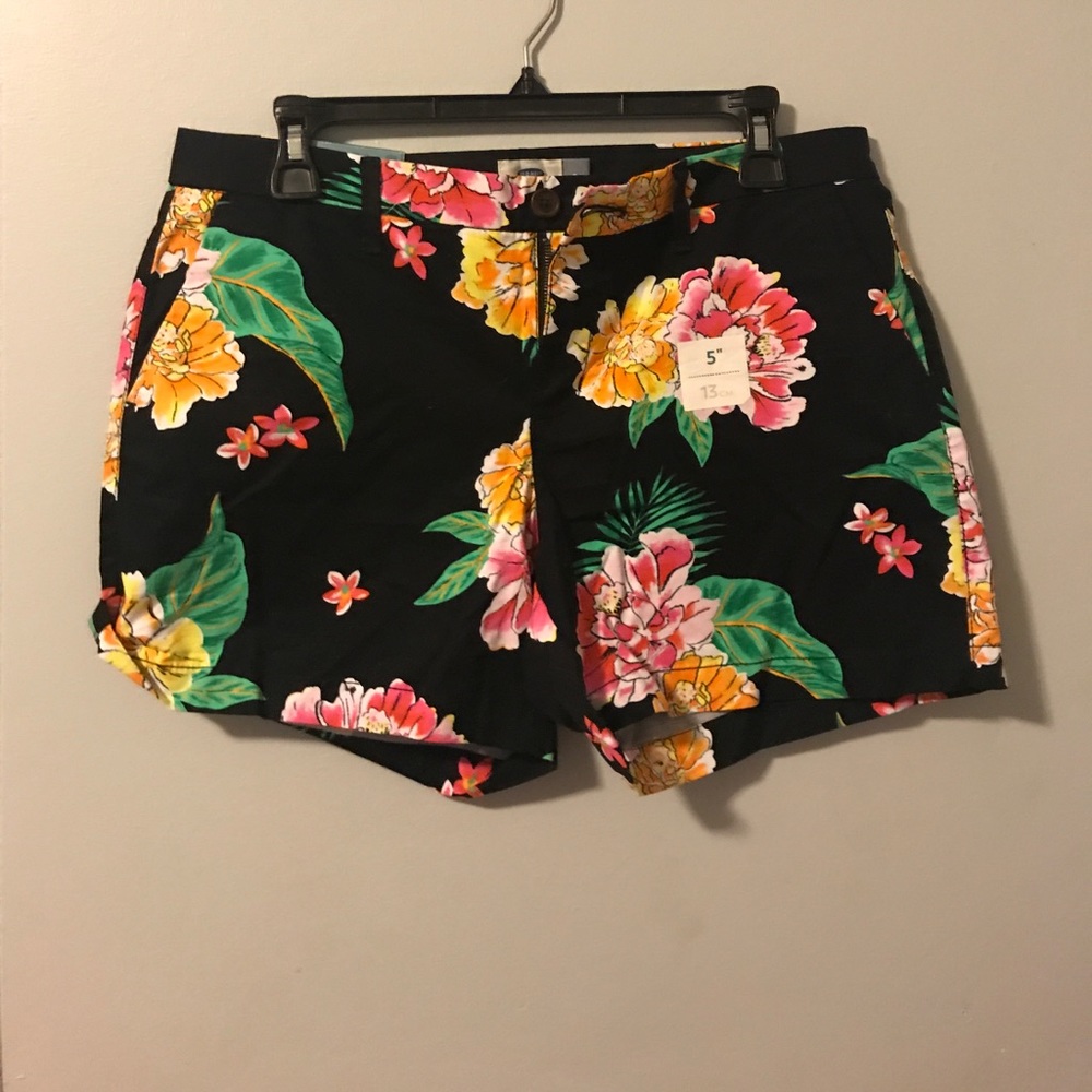 Black and floral shorts