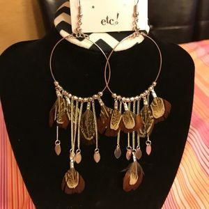 Hoop Earrings with feather accents