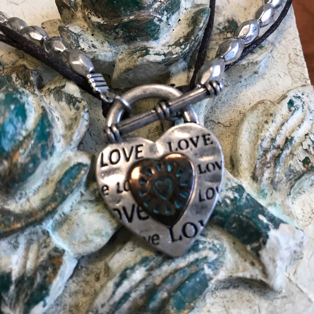 Heart W/Love Necklace & Earring Set - Picture 3 of 5