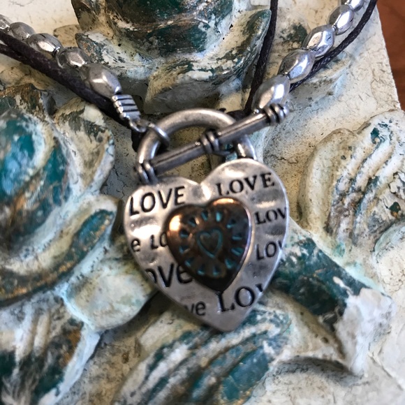 Heart W/Love Necklace & Earring Set - Picture 3 of 5