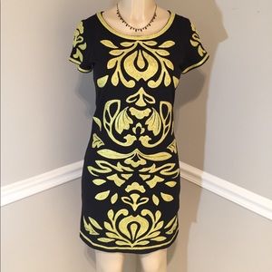 INC Black and Green Appliqué Dress