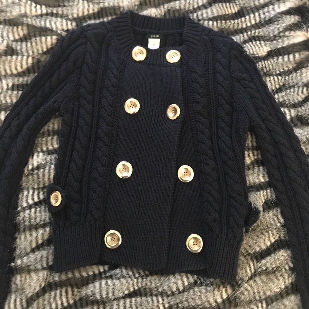 J.Crew Cable Knit Jacket with Gold Buttons