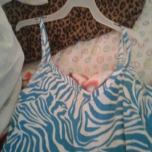 blue and white zebra print cami