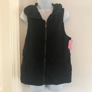 Black hoodie vest with lace detail