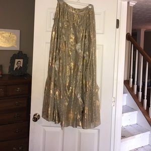Gold Anthropologie Maxi Skirt