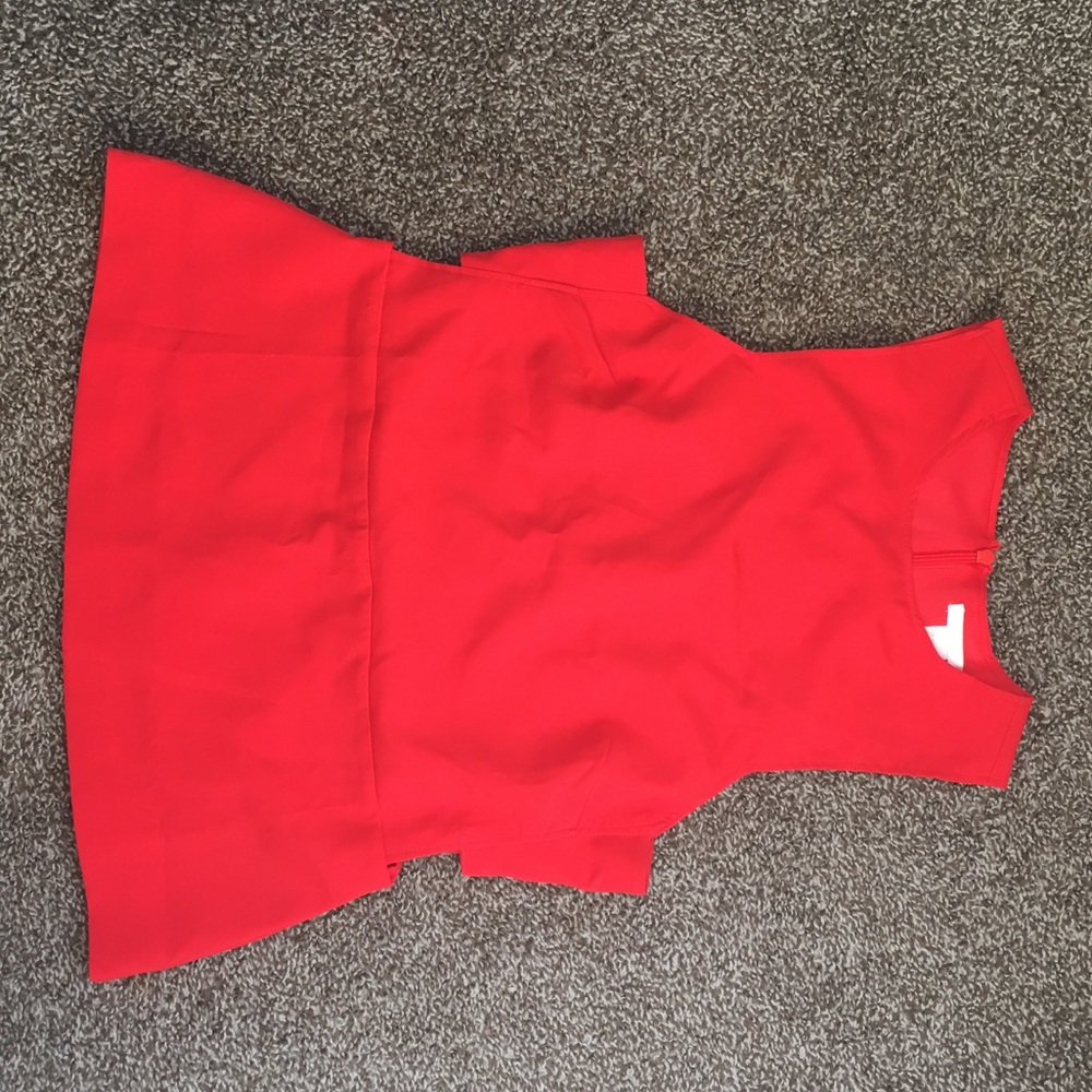 Orange Red Coral H&M peplum cutout top