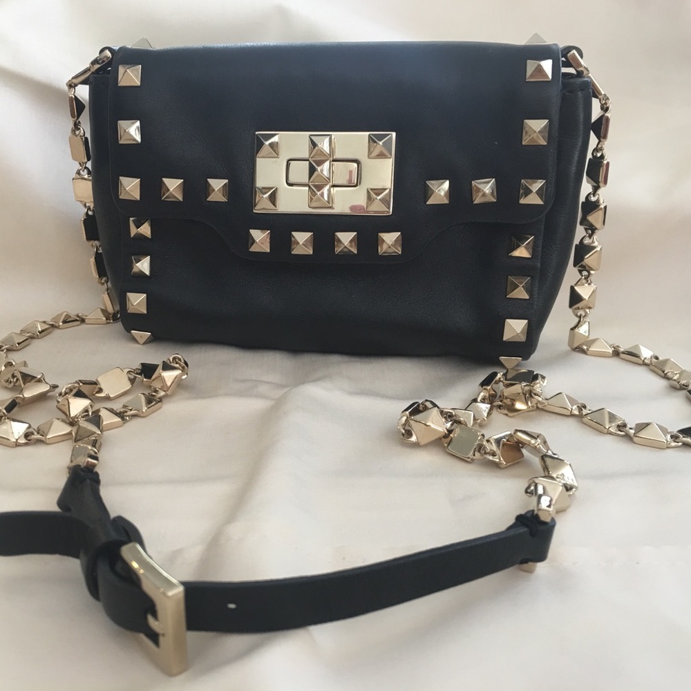 Authentic Valentino Rockstud crossbody black lthr