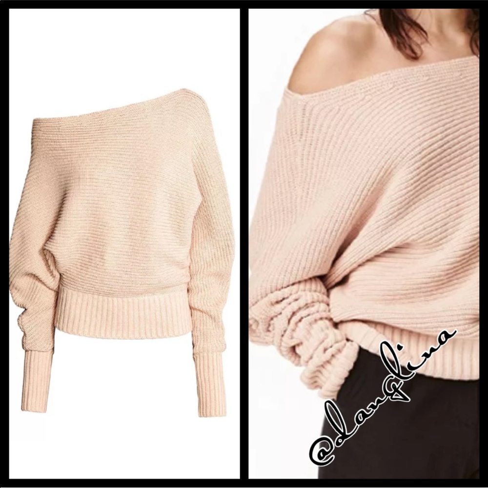 Ribbed off the shoulder cozy sweater
