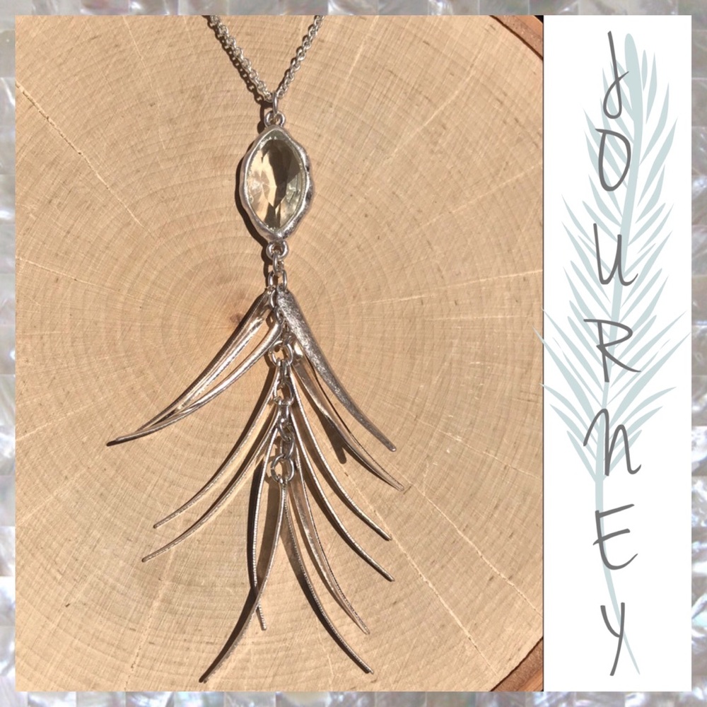 CRYSTAL & SILVER TONE LAYERED SPIKE NECKLACE