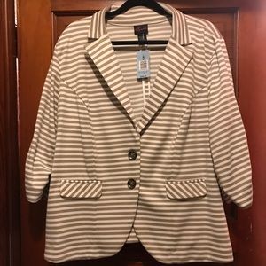 Torrid Khaki and white striped blazer. Brand new.