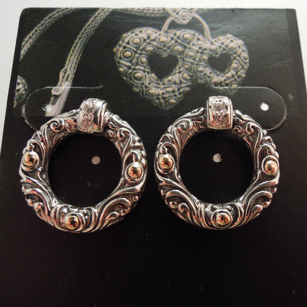 NWT STERLING SILVER/18K GOLD CZ EARRINGS