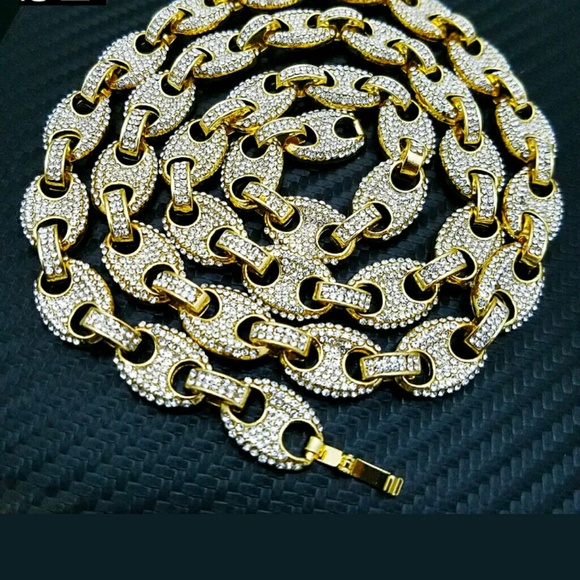 Full Iced Out  Gold pltd 12mm 24" Gucci link - Picture 4 of 4
